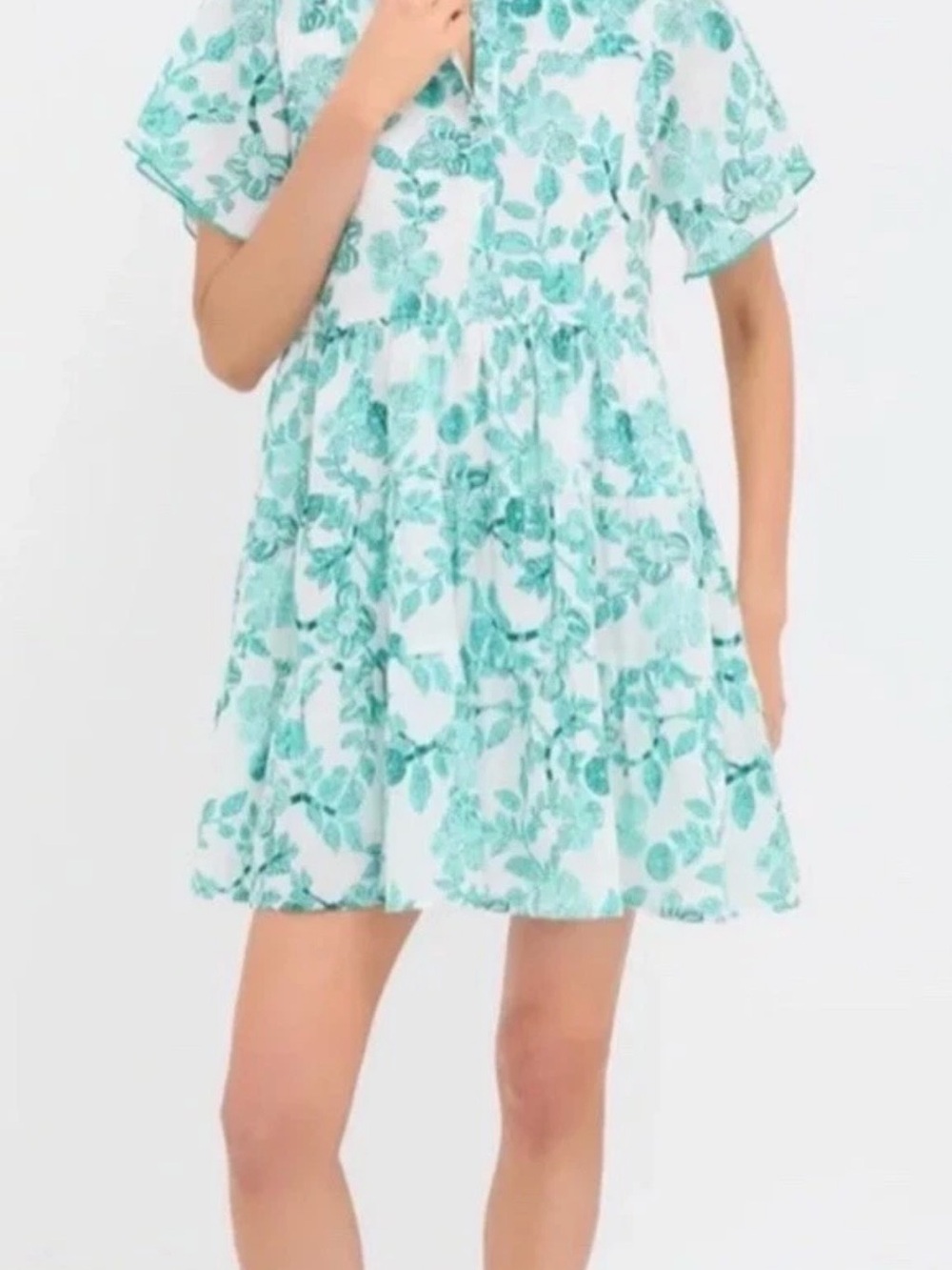 Anthropologie Ro’s Garden Vibeka Tiered Aqua Cassis mini dress XL